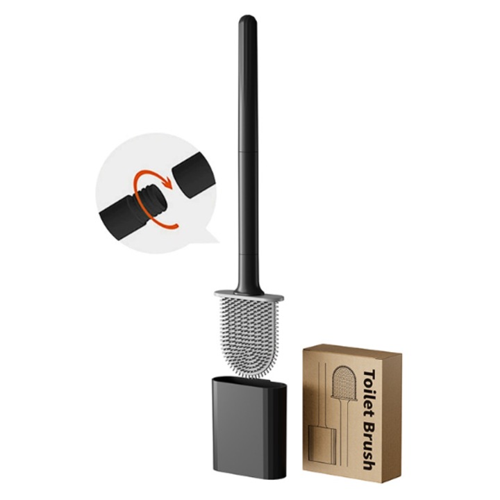 Четка за тоалетна, Силикон, многократна употреба, опаковка от 2 · Черна · 37 см разгъната дължина