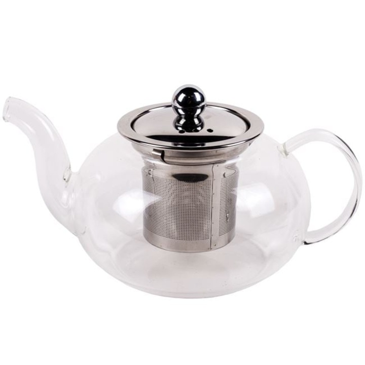 Ceainic din sticla borosilicata cu filtru din inox, 600 ml, pentru ceai si infuzii