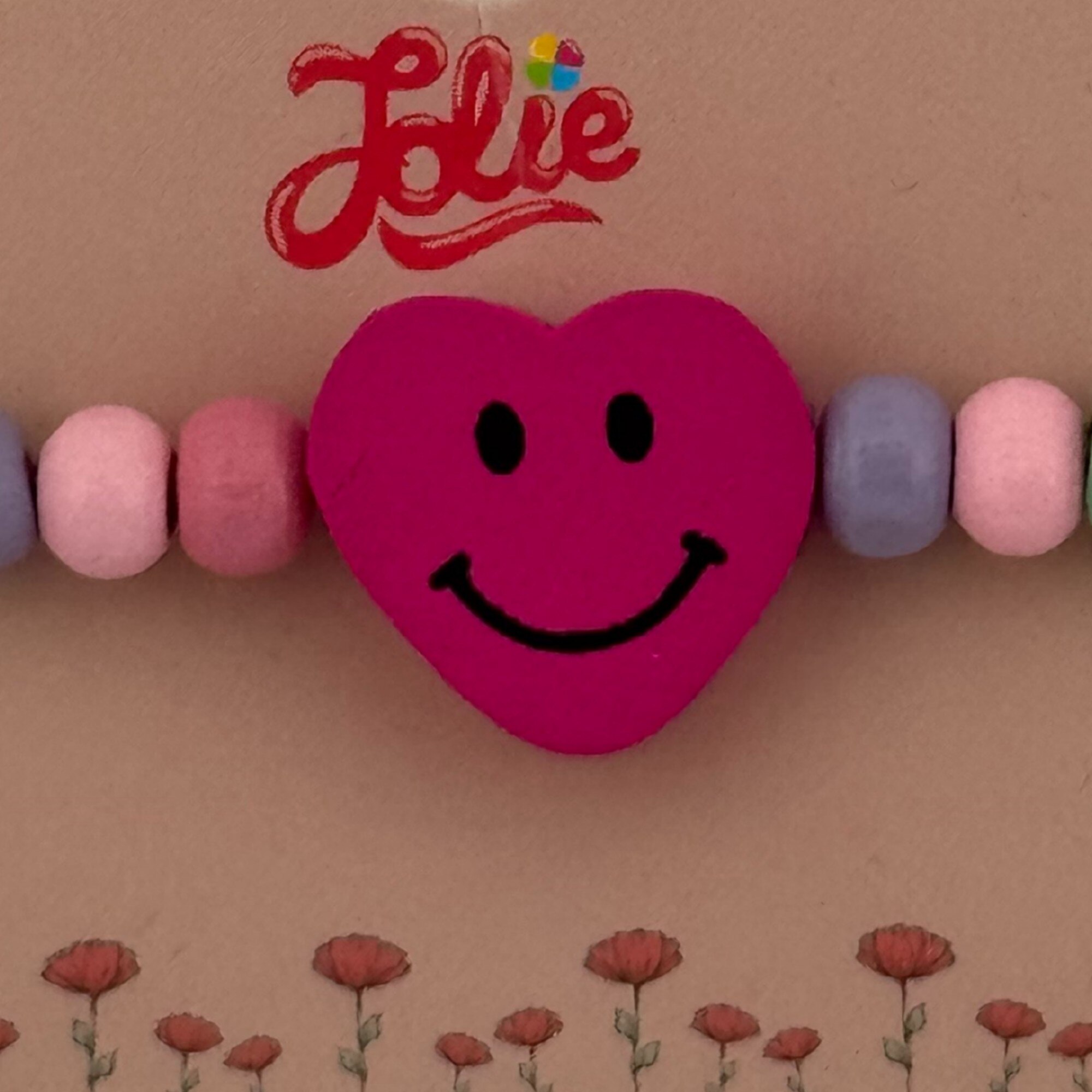 Inima Multicolora Martisor Bratara Multicolora pentru Copii, Jolie, din Lemn si Textil ...