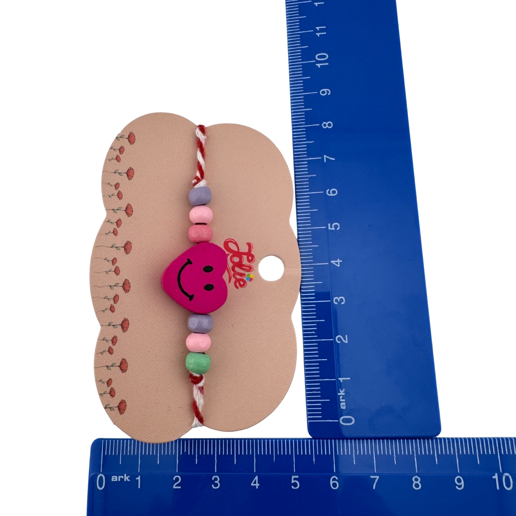 Inima Multicolora Martisor Bratara Multicolora pentru Copii, Jolie, din Lemn si Textil ...