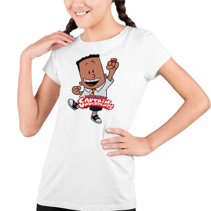 Tricou Copii Fete Captain Underpants George Beard Aventurile Capitanului Chilot, Fehér