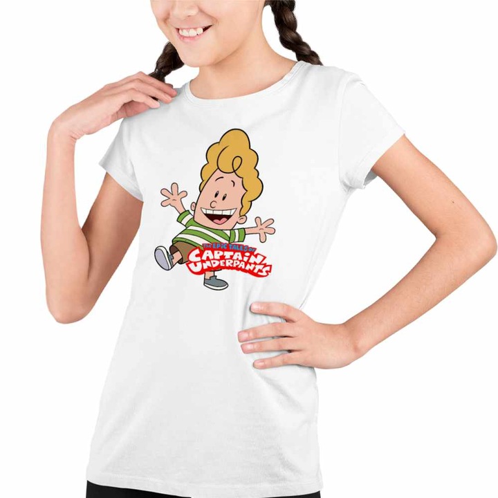 Tricou Copii Fete Captain Underpants Harold Hutchins Aventurile Capitanului Chilot, Fehér