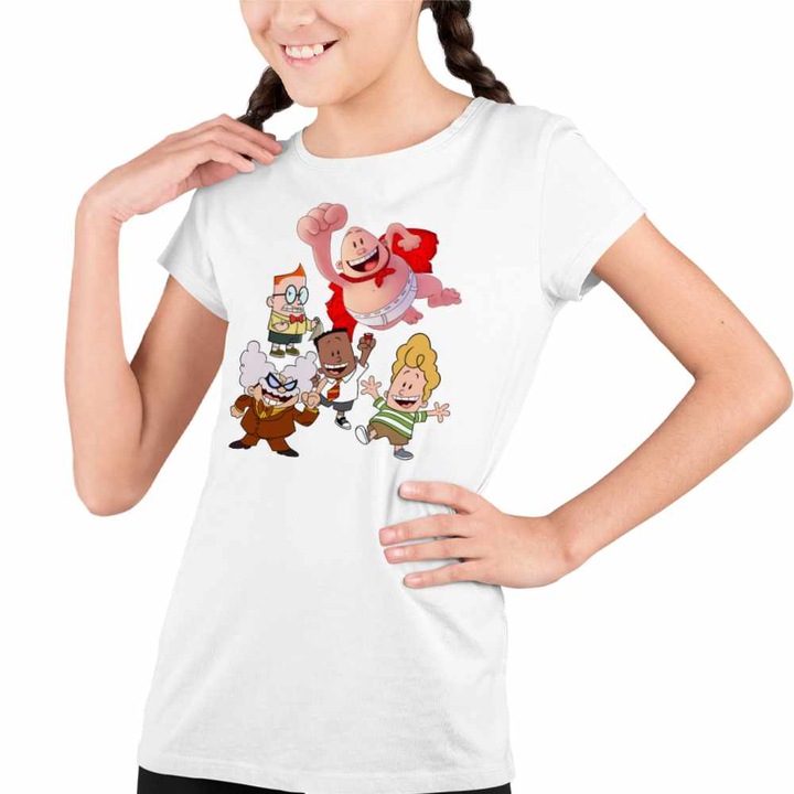 Tricou Copii Fete Captain Underpants All Gang Epic Tales Aventurile Capitanului Chilot, Fehér