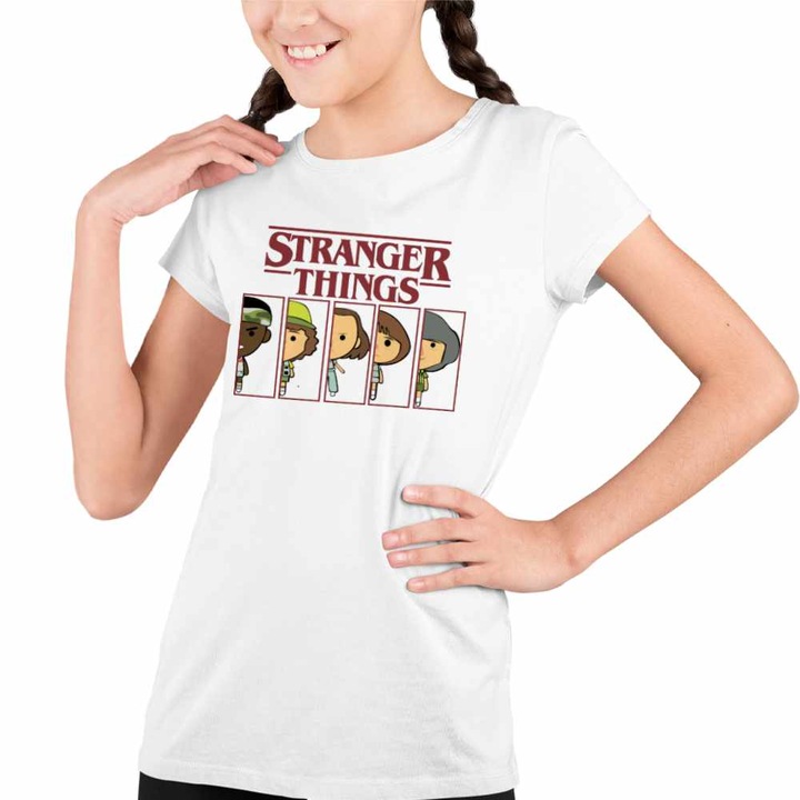 Tricou Copii Fete Stranger Things Team Survivor Film, Fehér