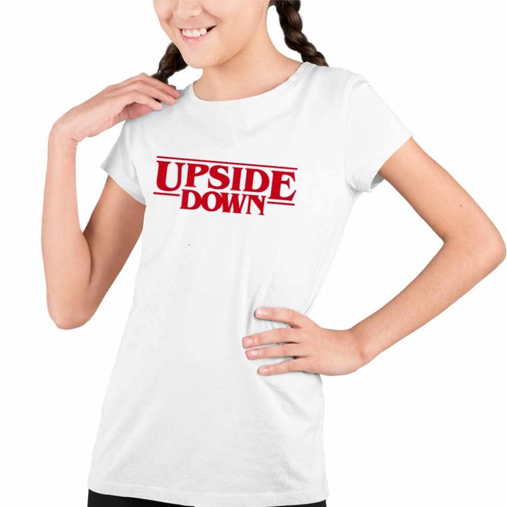 Tricou Copii Fete Stranger Things Upside Down, Fehér