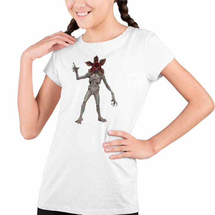 Tricou Copii Fete Stranger Things Demogorgon Demorgogon Monstru Abis, Fehér