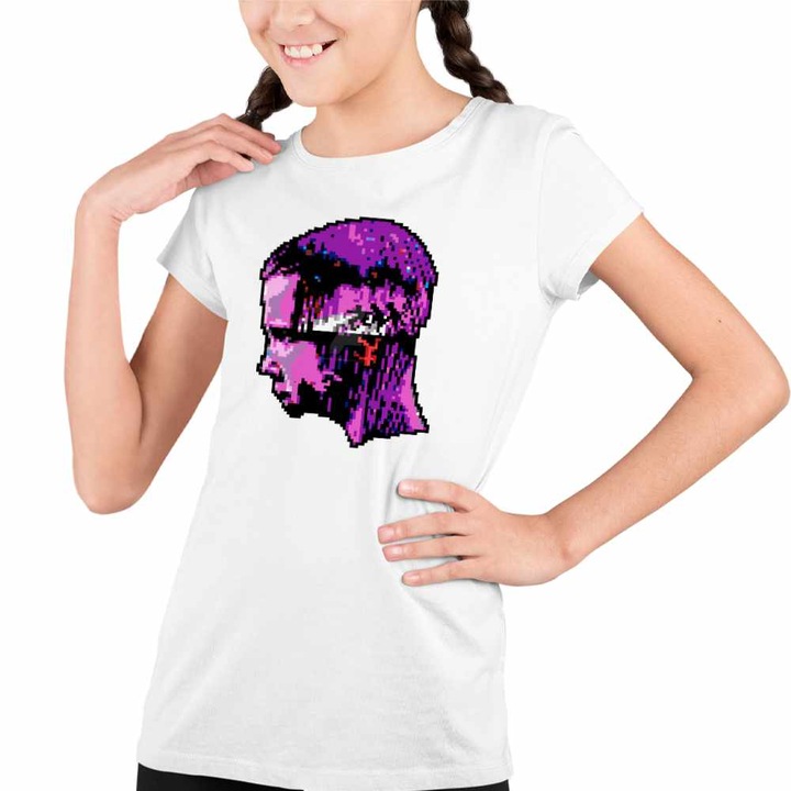 Tricou Copii Fete Stranger Things Pixel Art Jane Eleven, Fehér