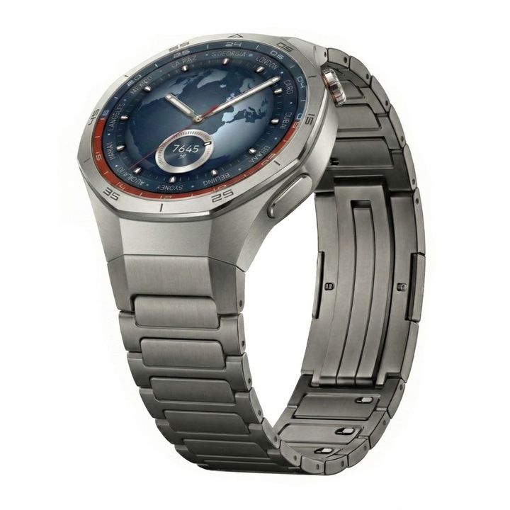 Bratara din titan BEST ACCESSORIES pentru smartwatch, sport-elegant, inchidere metalica, Gri, 18,5 cm