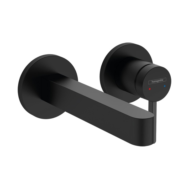 Fallos mosdócsap, falra szerelhető, Hansgrohe, Finoris, 16,8 cm-es kifolyóval, matt fekete