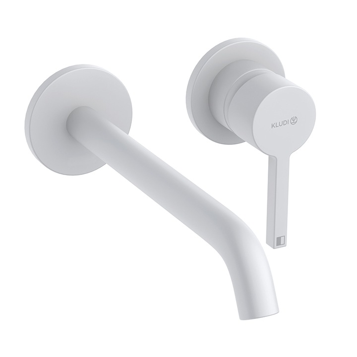 Falcos mosdócsaptelep, falra szerelhető, Kludi, Nova Fonte Pura, csőhossz 22 cm, matt fehér