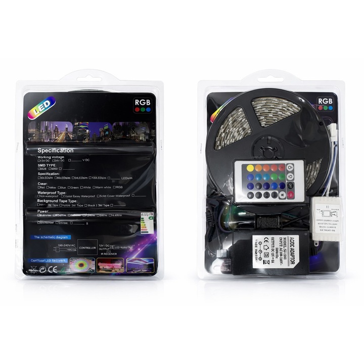 Kit Banda Led RGB, Control Telecomanda, Alimentare 12v, 5M