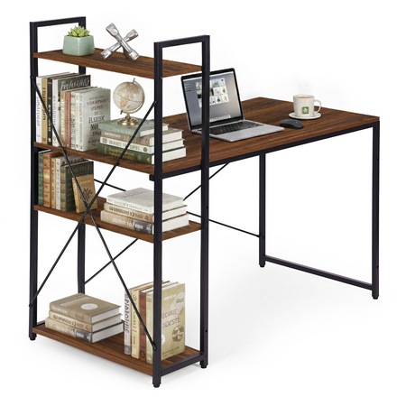 Birou computer cu raft, ModernHome, 120x60 cm, 3 polite, metal, MDF ...