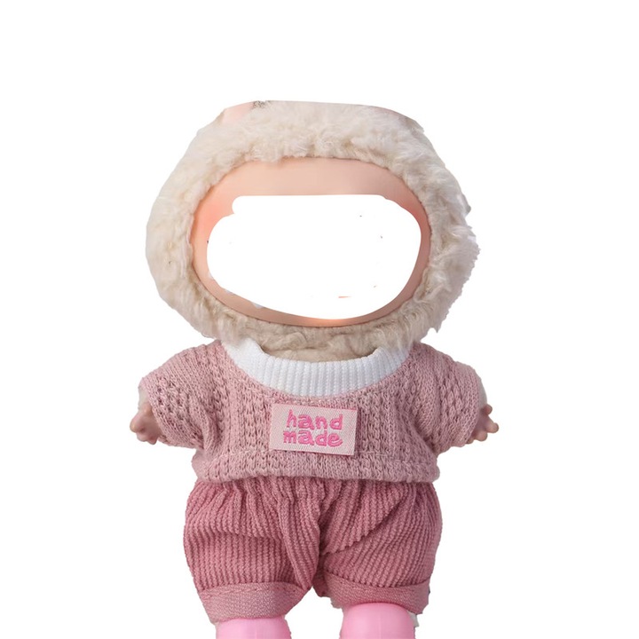 Babaruha és kiegészítők, Brisine, 15-18 cm, kompatibilis Labubu 17 cm-rel, Nadrág szett, rózsaszín