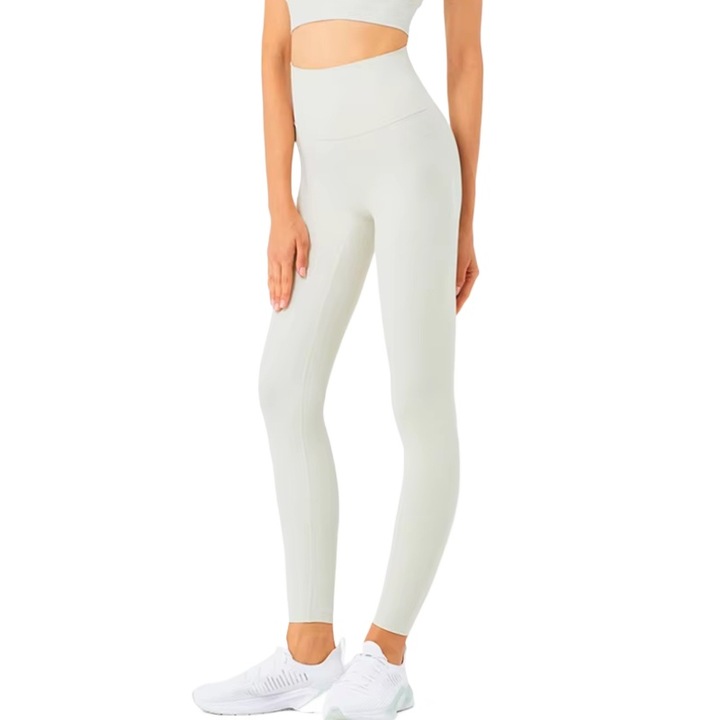 Női jóganadrág, magas derékkal és fenékemelő hatással, fehér, M