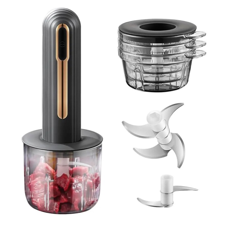 Blender alimente complementare bebelusi, Garsonal®, Incarcare USB, 400ml, 36-45db, 10000~19999 RPM, Negru