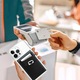 Портфейл за карти, JESWO, Ултратънък, Алуминий, RFID/NFC защита, Изскачащ държач за карти, Черен