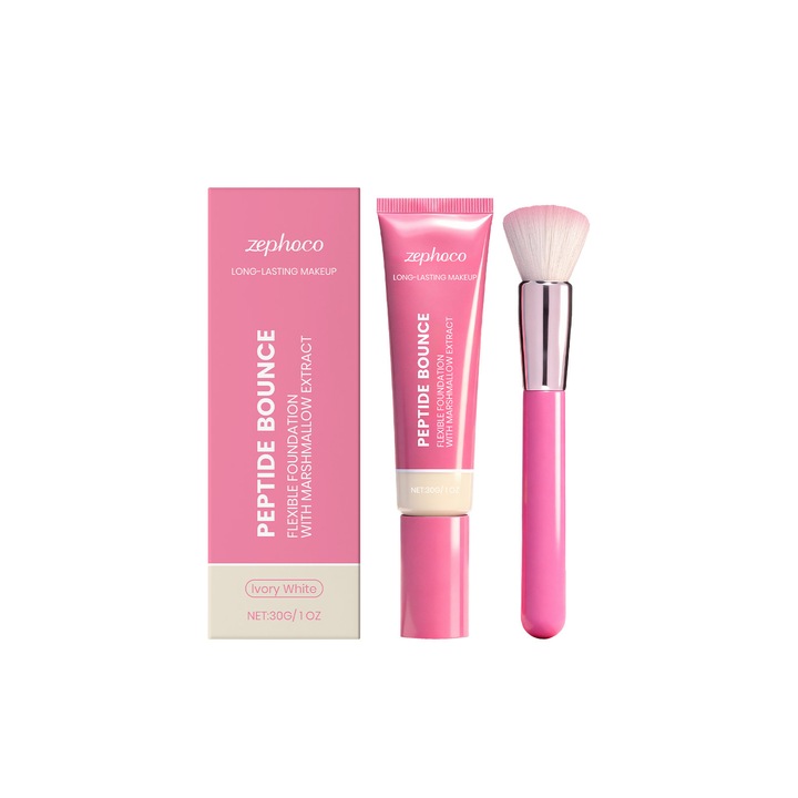 Fond de ten, Zephoco 30g, nuanta Ivory, set cu pensula