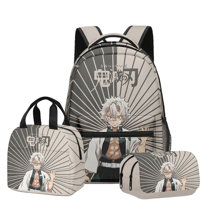 3D Anime Blade diák hátizsák, háromrészes szett (hátizsák + uzsonnás táska + tolltartó), 30x15x43 cm