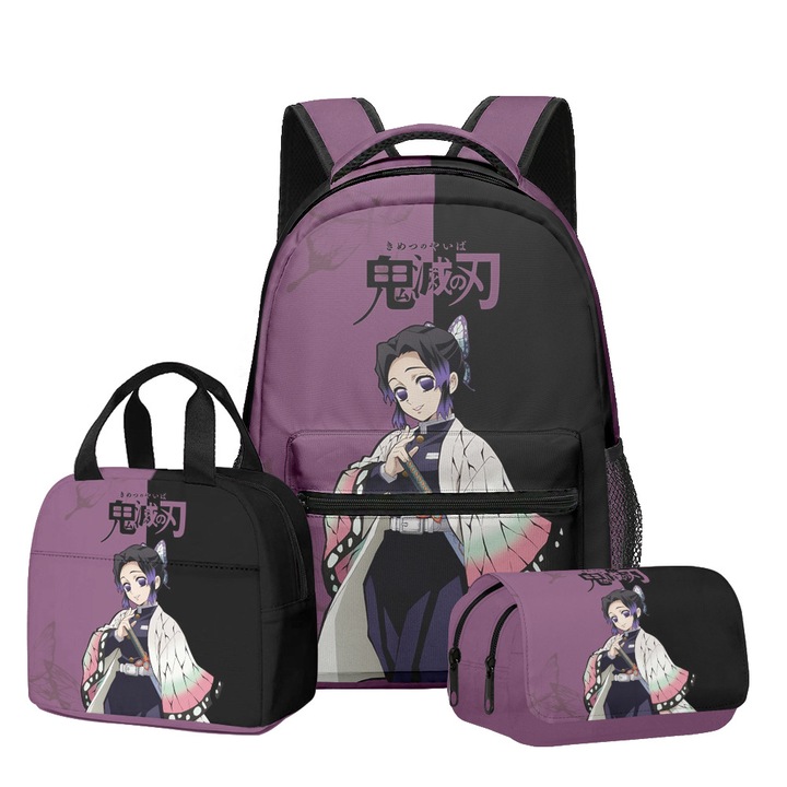 3D Anime Blade diák hátizsák, háromrészes szett (hátizsák + uzsonnás táska + tolltartó), 30x15x43 cm
