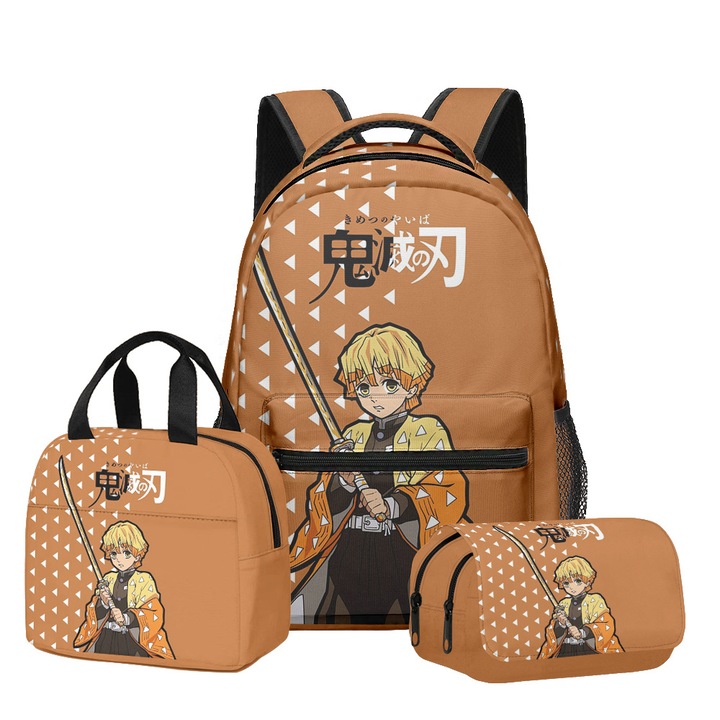 3D Anime Blade diák hátizsák, háromrészes szett (hátizsák + uzsonnás táska + tolltartó), 30x15x43 cm