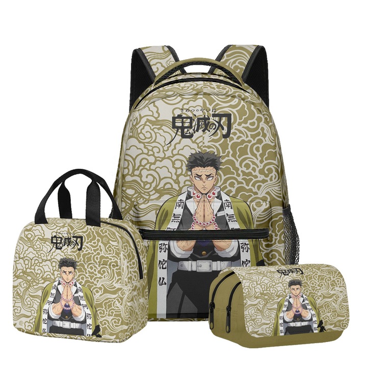 3D Anime Blade diák hátizsák, háromrészes szett (hátizsák + uzsonnás táska + tolltartó), 30x15x43 cm