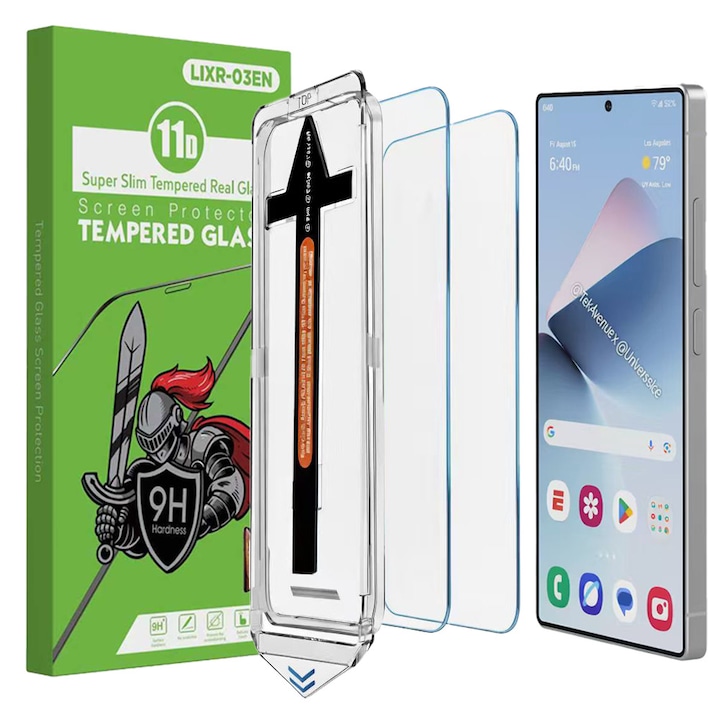 Комплект 2 протектора с функция за поверителност LIXR-03EN, За Samsung Galaxy S26 plus, Функция за автоматично премахване на прах, HD яснота, Олеофобно и анти-отпечатъчно покритие, Закалено стъкло 9H+