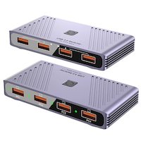 Switch USB KVM, Garsonal®, 4-in 4-iesiri, Patru computere partajeaza patru periferice USB, USB la 4 x USB 3.0, Plug and Play, Negru