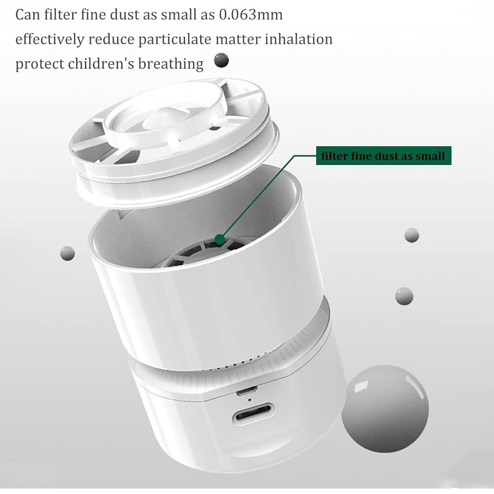Aspirator mini, 10.5x8cm, alb, design fara fir, autonomie 400 minute, economisire energie