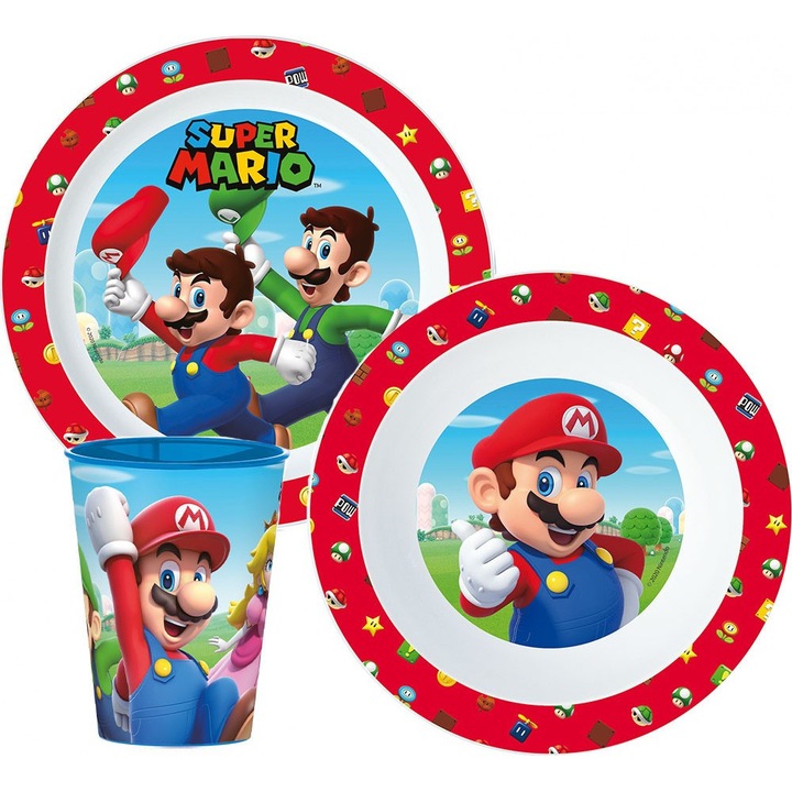 Set de masă Super Mario Mushroom Kingdom, Javoli pahar 260 ml