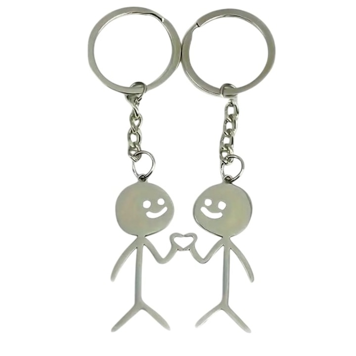 Valentin nap, rozsdamentes acél, páros kulcstartó, barátoknak, szerelmeseknek, kitűnő ajándék #477