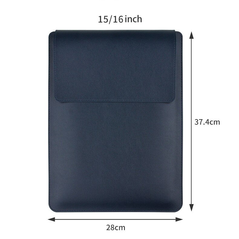 Husa tripla pentru laptop, cu suport pliabil, rezistenta la apa si zgarieturi, design cu inchidere cu velcro, portabila, compatibila cu Apple de 16 inch, albastra