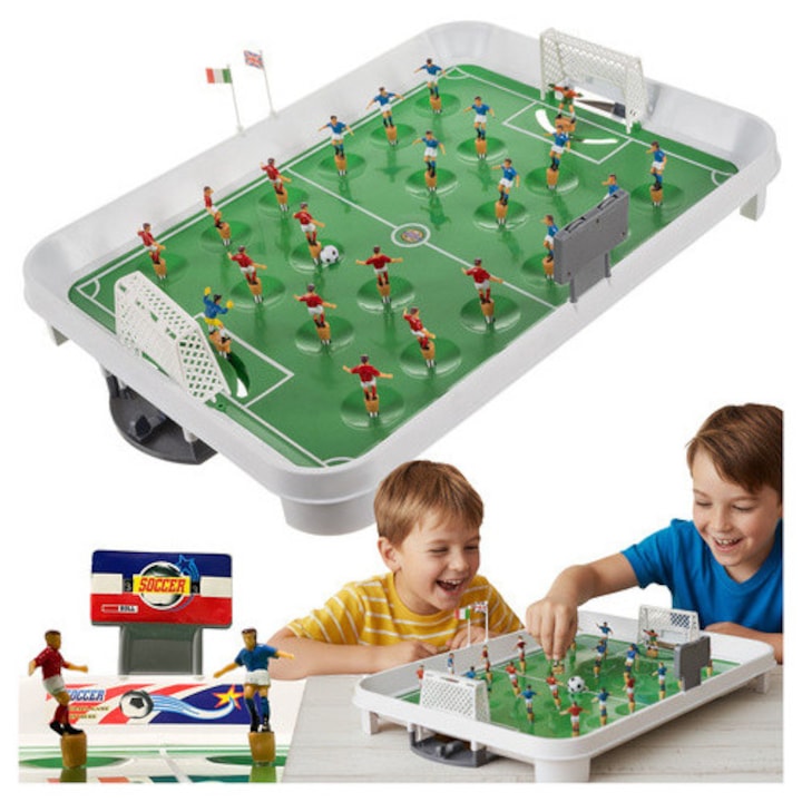 Joc de masa fotbal XXL, ISO Trade, masa de fotbal cu arcuri, 22 jucatori, 50 x 37 x 8.2 cm, Plastic (HIPS/PP), multicolor