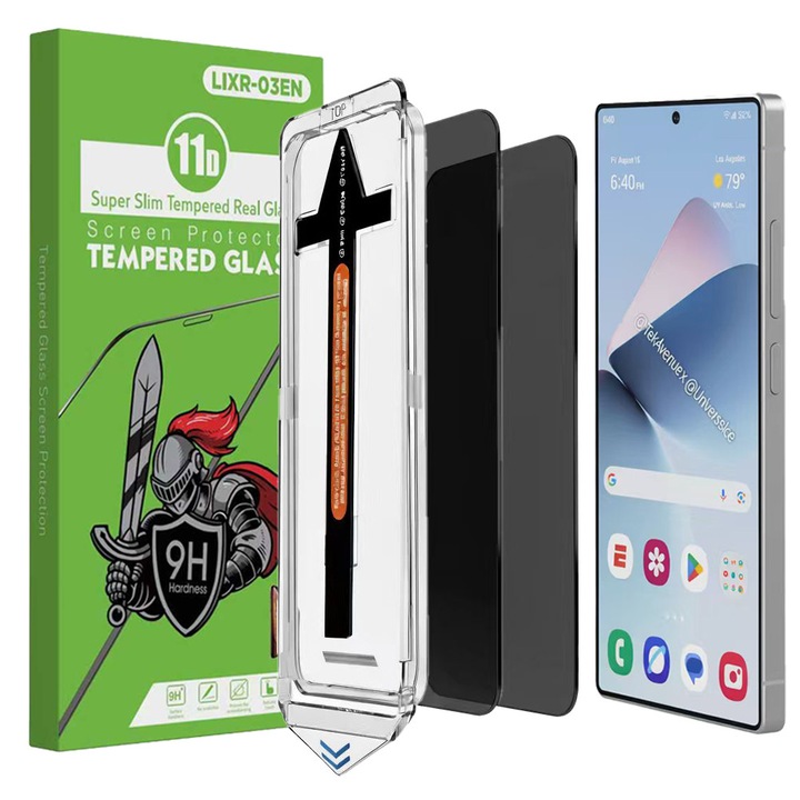 Set 2 Folie de Protectie Ecran Privacy pentru Samsung Galaxy S26 Ultra, cu Kit de Montare Instanta si Functie Automata de Indepartare a Prafului, din Sticla Temperata 9H+, Claritate Super HD, Tratament Oleofob si Anti-Amprente, LIXR-03EN®