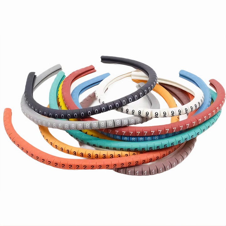 Комплект 250x маркери за кабели, маркиращи пръстени с цифри 0–9, за проводници 1, 5 mm²