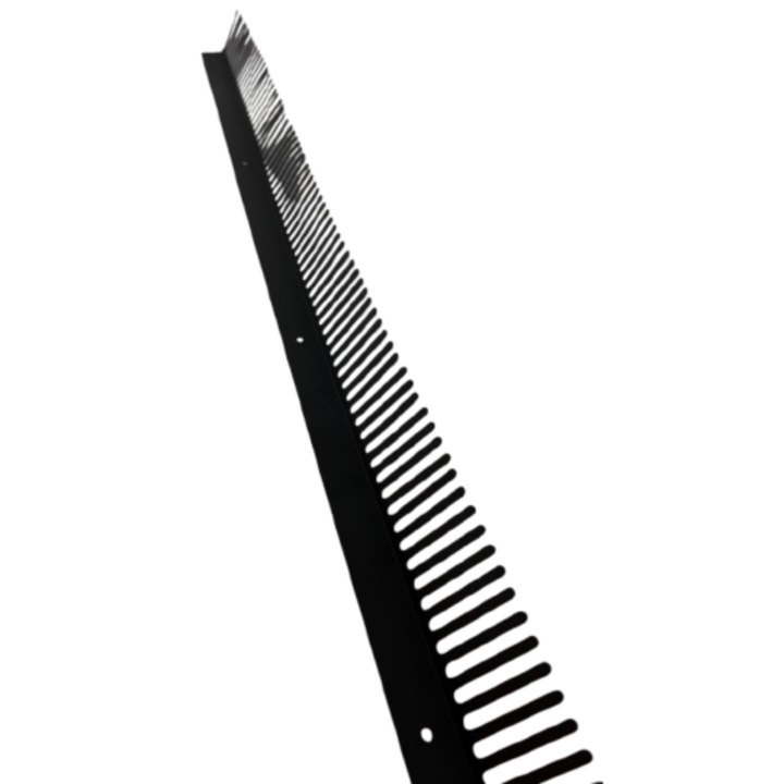 Pieptene ventilatie streasina din material aluminiu, protectie pasari, ventilatie acoperis, lungime 1 m, culoare negru- pachet 10 buc