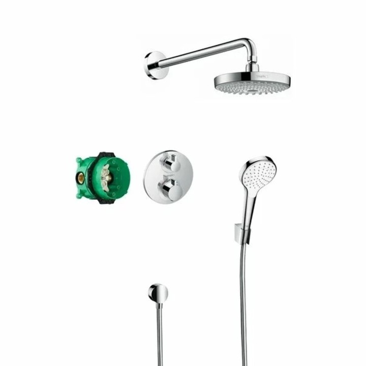 Вградена душ система Hansgrohe Croma Select S Ecostat S, лъскав хром
