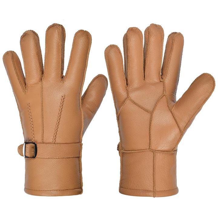 Manusi barbati, Harssidanzar, SM042EU, piele de cerb iarna, Negru, S