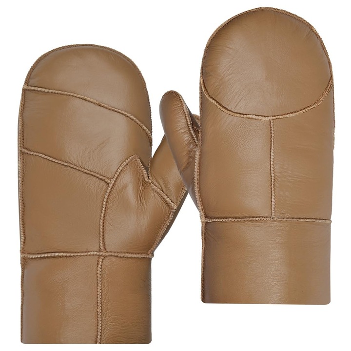 Mănuși din piele, HARSSIDANZAR, lâmpskin, căptușire moale, maro, L