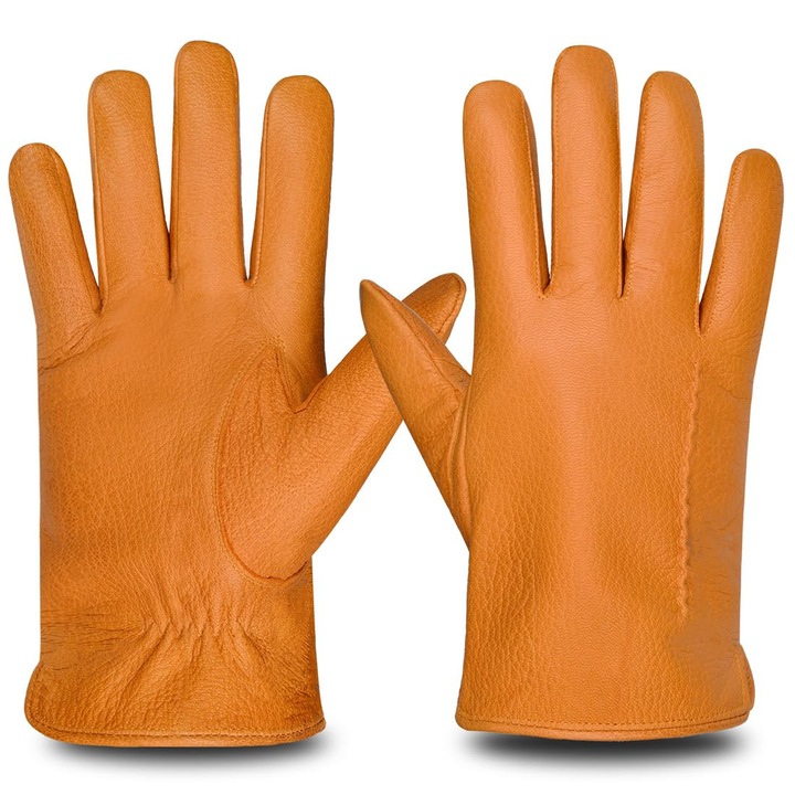 Mânuși de piele, HARSSIDANZAR, piele de oaie, impermeabile, bej, mărimea M
