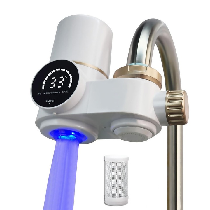 Filtru de apa pentru chiuveta cu UV, 8 etape filtrare, 3 cartuse de carbon, compatibil cu majoritatea robinetelor