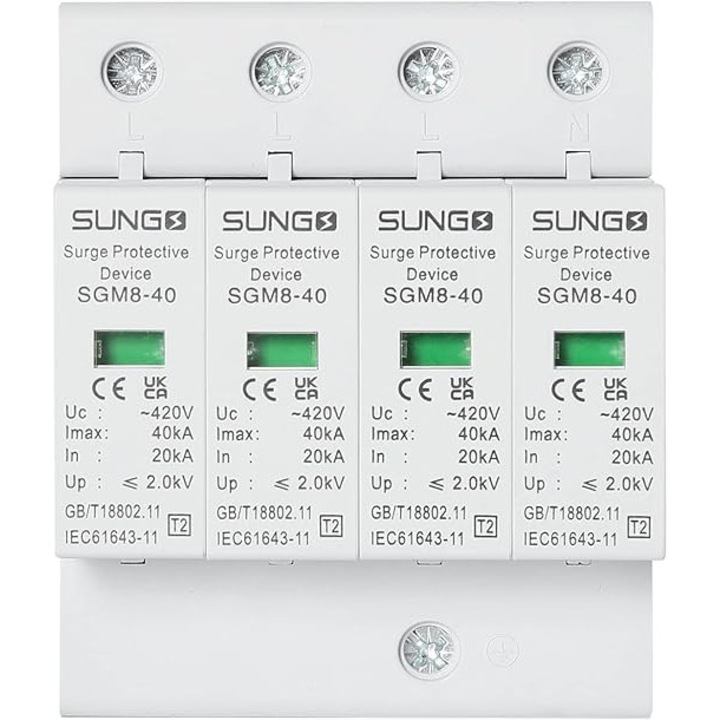 Dispozitiv Protectie Supratensiune pentru Locuinta, 4P, 40kA, AC 420V, Montaj pe Sina DIN – Protectie Sistem Electric