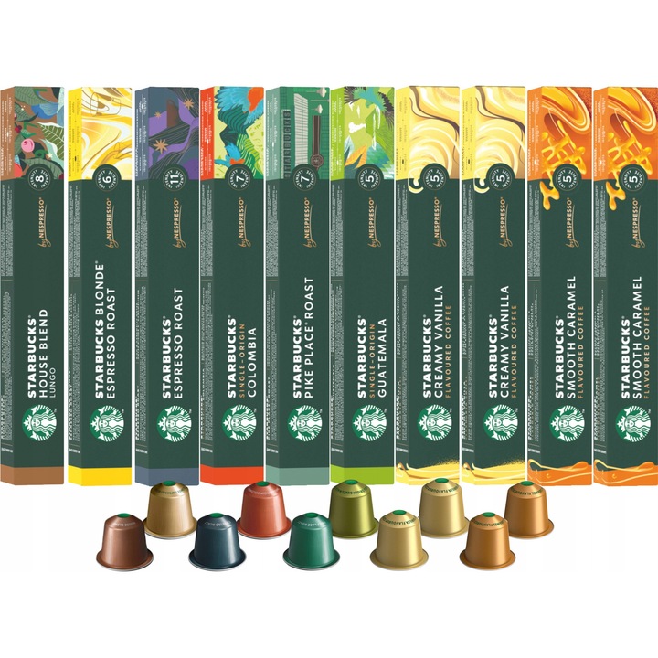 Set capsule Starbucks Nespresso 100 (10 x 10 capsule), 100% Arabica, multicolor