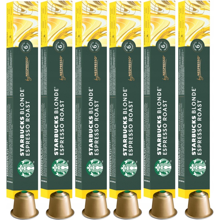 Capsule cafea Nespresso Starbucks Blonde Espresso Roast, set 6 x 10 capsule, 100% Arabica, Germania