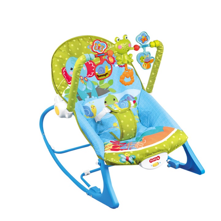 Ibaby Balansoar multifunctional pentru bebelusi, verde-albastru, 46x65x49cm, 3 kg