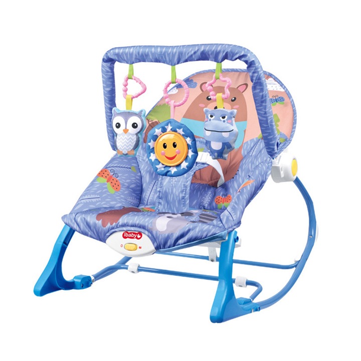 Ibaby Сгъваем шезлонг за бебета с музика, вибрации и висящи играчки