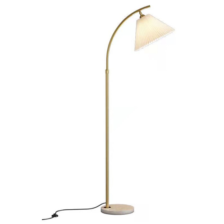 Lampadar LED 12W, reglabil 3 culori, alb, 1.5m, 3000K-6000K, 80CRI, 50x10cm, marmura fier si tesatura