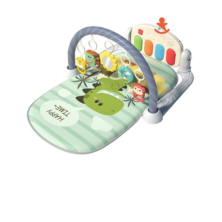 Centru de activitati pentru bebelusi, covor de joaca cu pian, 5 jucarii senzoriale, 0-12 luni