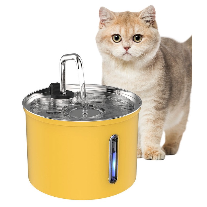 Fantana pentru pisici din inox, usor de curatat, rezistent la bacterii, 1,5L