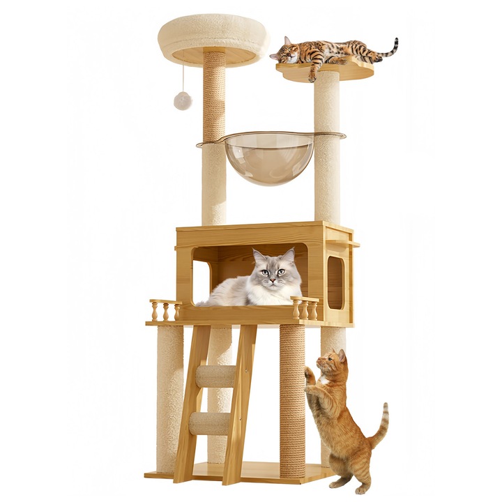 Cadru de catarat pentru pisici, turn pentru pisici cu mai multe niveluri, cuib pentru pisici, zgariata pentru pisici, capsula spatiala, copac pentru pisici, provizii pentru pisici