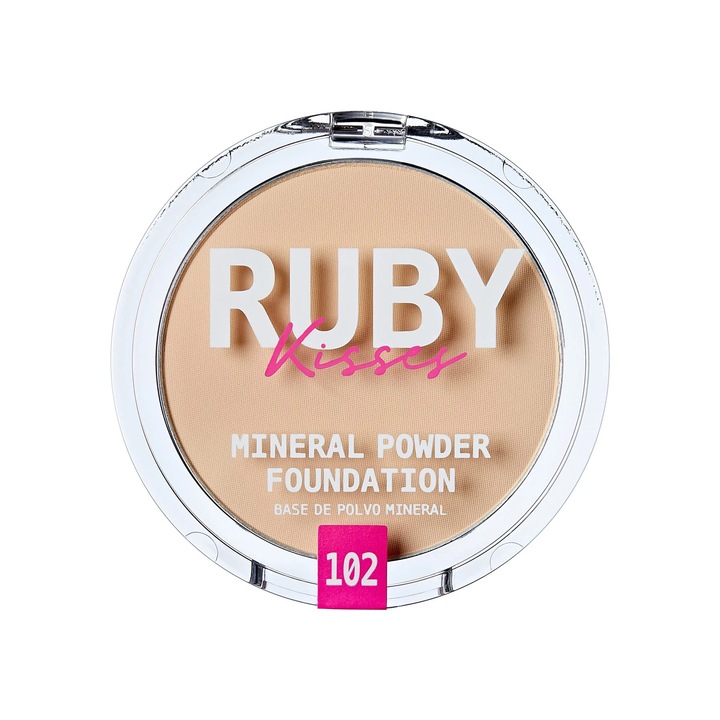 Ruby Kisses Mineral Powder Foundation púder alapozó, Fair Porcelain, 10 g